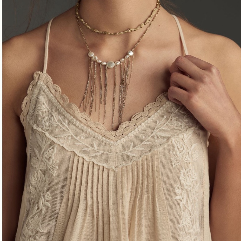 By Anthropologie Embroidered Pintuck Mini Dress